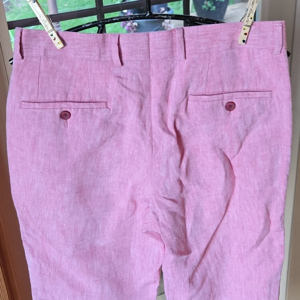 Bar III Pink 100% Linen Slim Fit 30 x 32 (31